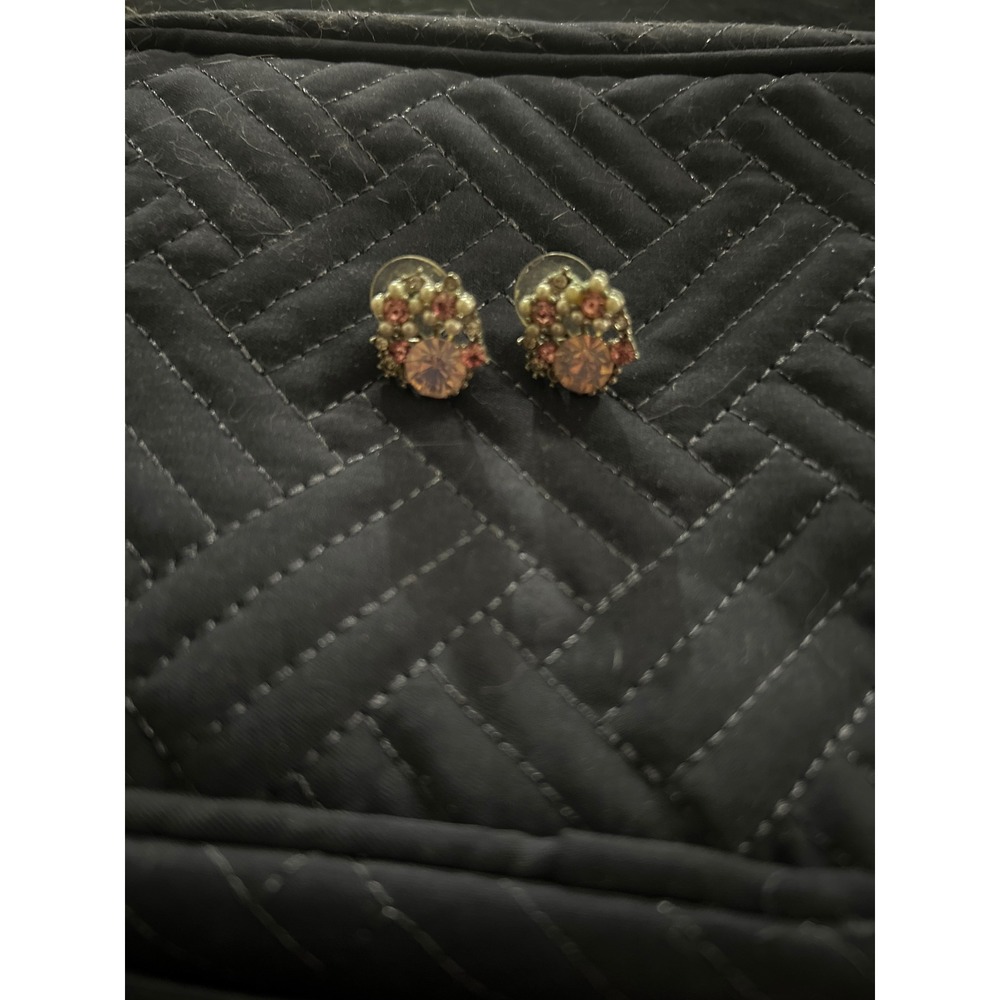 Pink Rhinestone‎ Button Earrings Vintage Style Glam Statement Jewelry